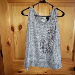 Women's S Harley davidson Top Silver open Shoulder